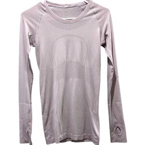 Lululemon Swiftly Tech Long Sleeve Crew Smoky Blush Light Pink Thumbholes Sz 4